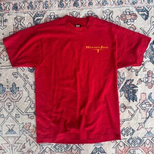 Vintage Western Steer Red T-Shirt - size Large Single Stitch